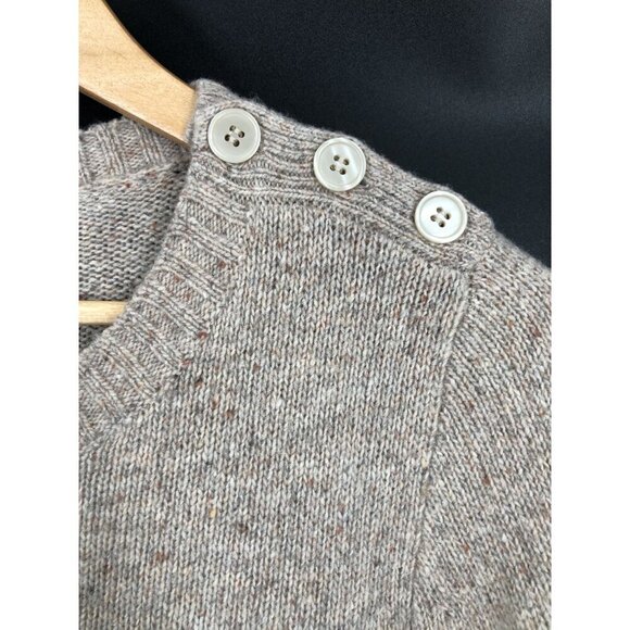 J.Crew Womens Button Shoulder Wool Flecked Sweater M Tan Preppy Old Money Office - Picture 4 of 9